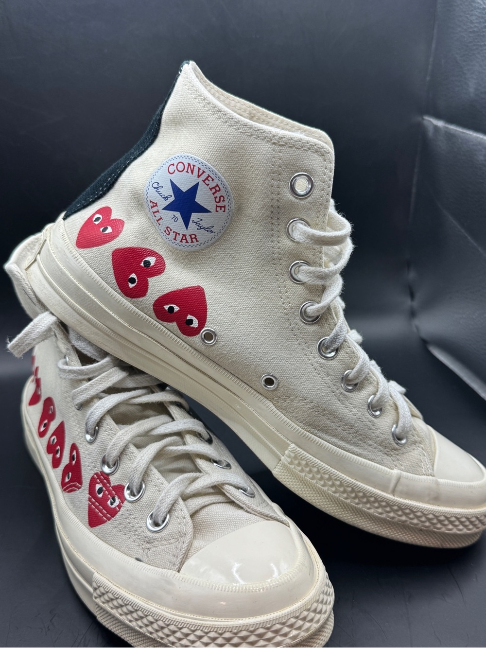 Converse x Comme des Garçons PLAY Chuck 70 High Multi Heart Men’s 8 / Women’s 10